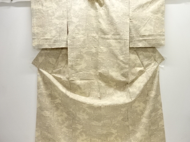 JAPANESE KIMONO / HITOE / TSUMUGI / WOVEN FLORAL PLANTS